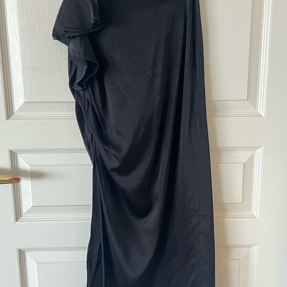 Zara draped midi dress black silk